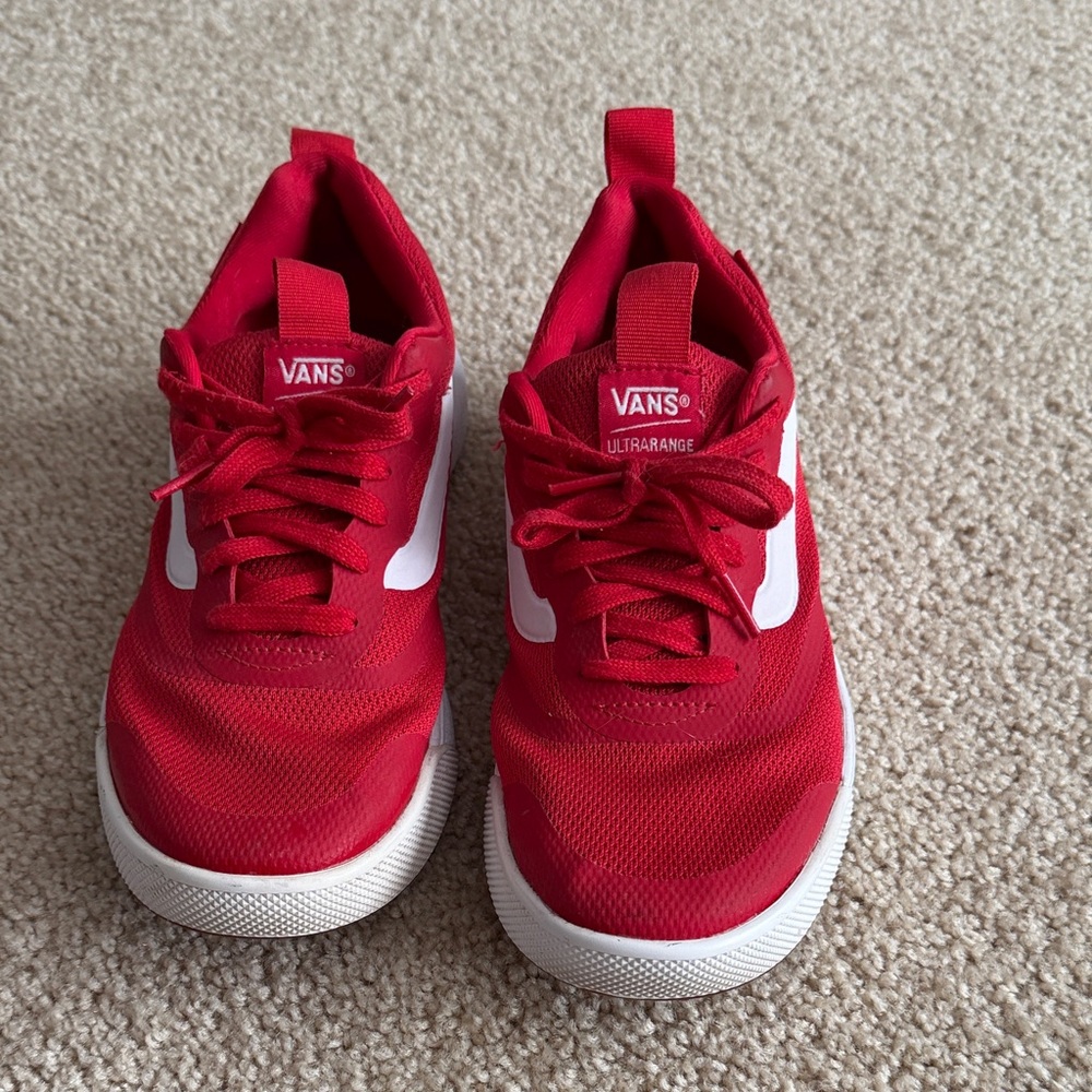 Vans Women’s Ultrarange Red and White Sneakers